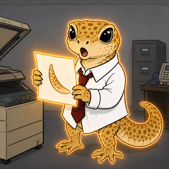 Gecko holding a copied tail